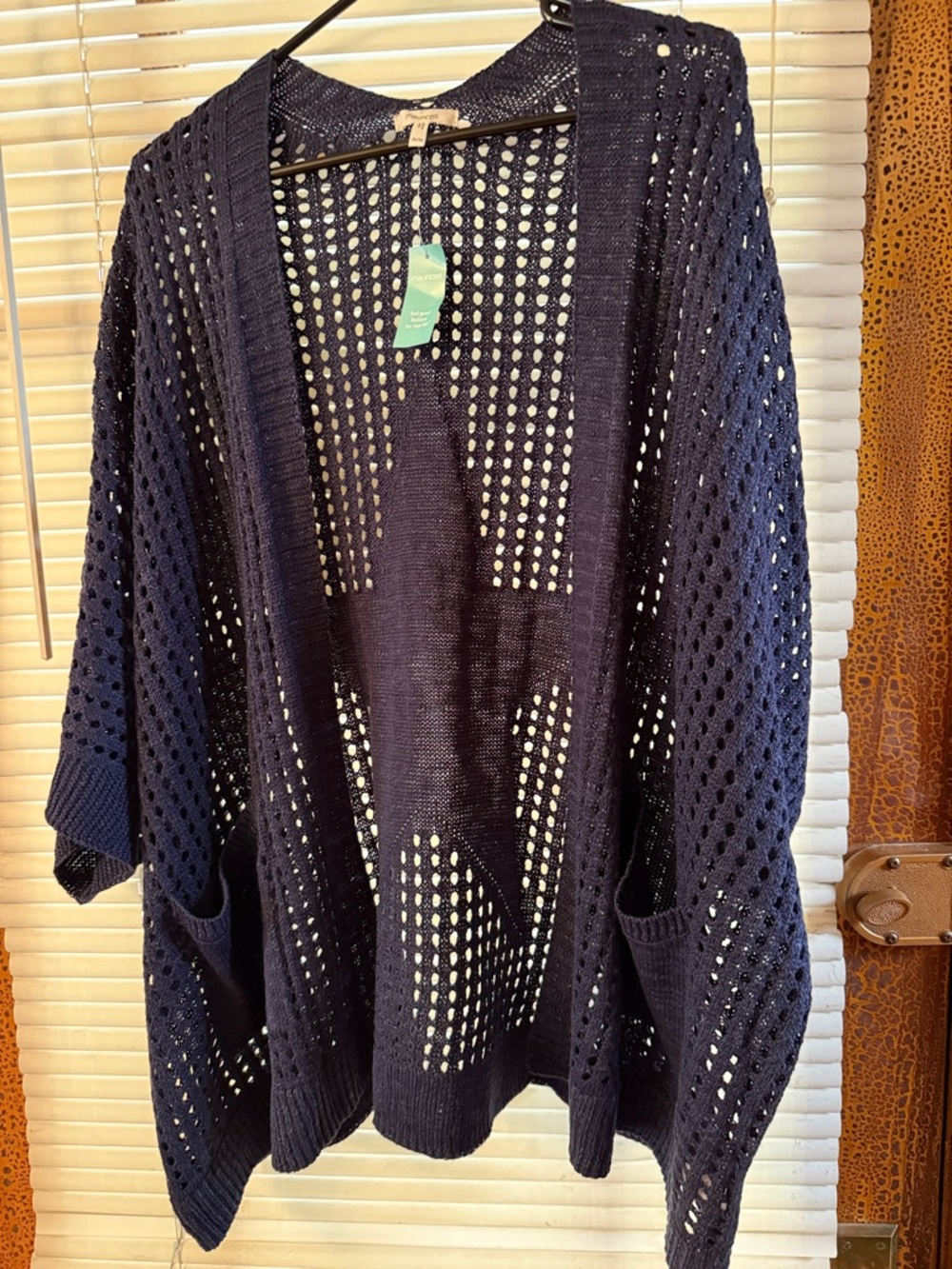 Maurices Navy Open-Knit Cardigan